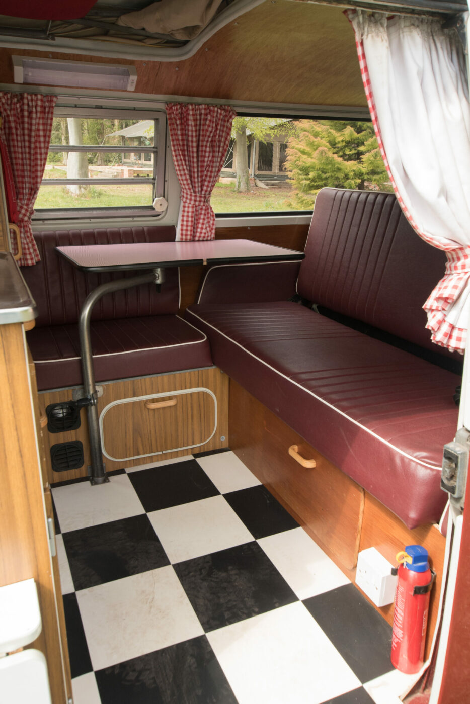 vw campervan seat and table