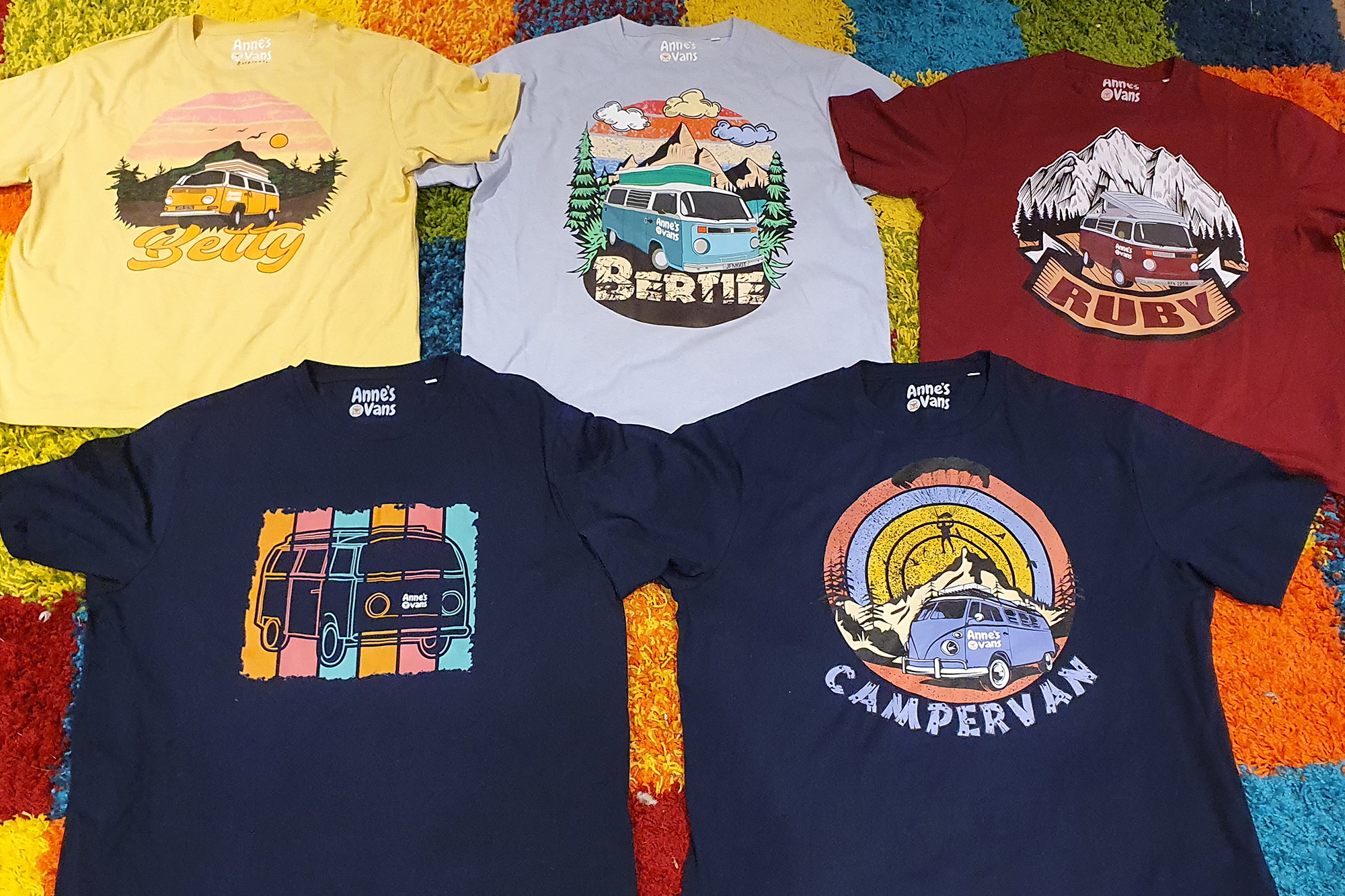 5 vintage campervan sustainable t shirts